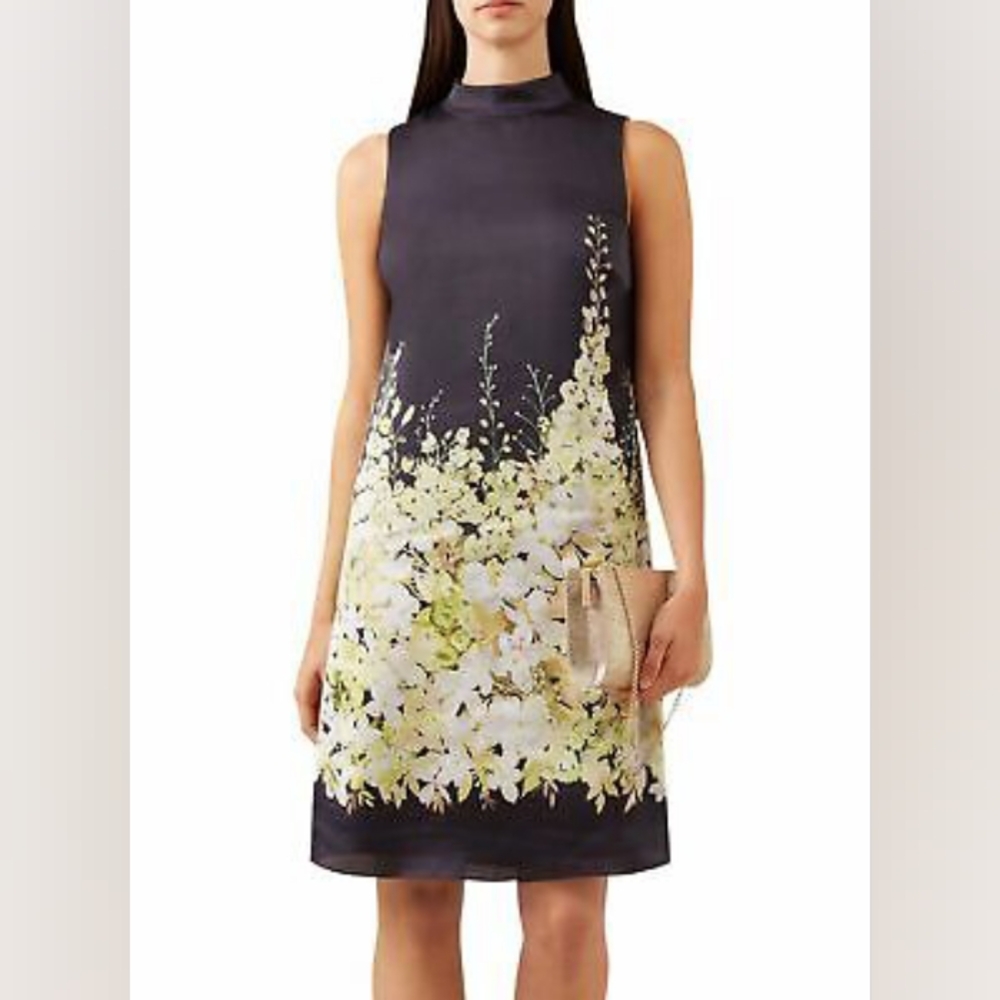 Hobbs London Floral Sleeveless Dress - Black and Yellow